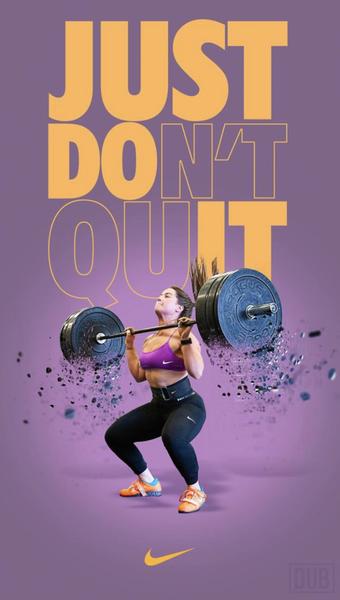 A high-intensity fitness ad featuring an athlete lifting a barbell with dramatic debris effects and bold, contrasting typography.